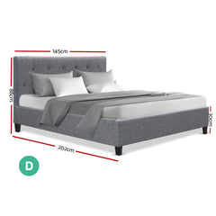 Artiss Bed Frame Double Size Grey VANKE