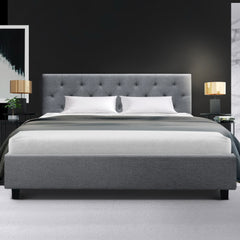 Artiss Bed Frame Queen Size Grey VANKE