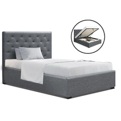 Artiss Bed Frame King Single Size Gas Lift Grey VILA