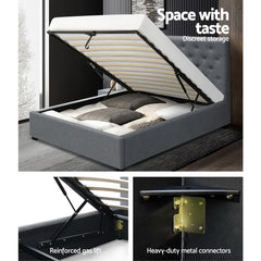Artiss Bed Frame King Single Size Gas Lift Grey VILA
