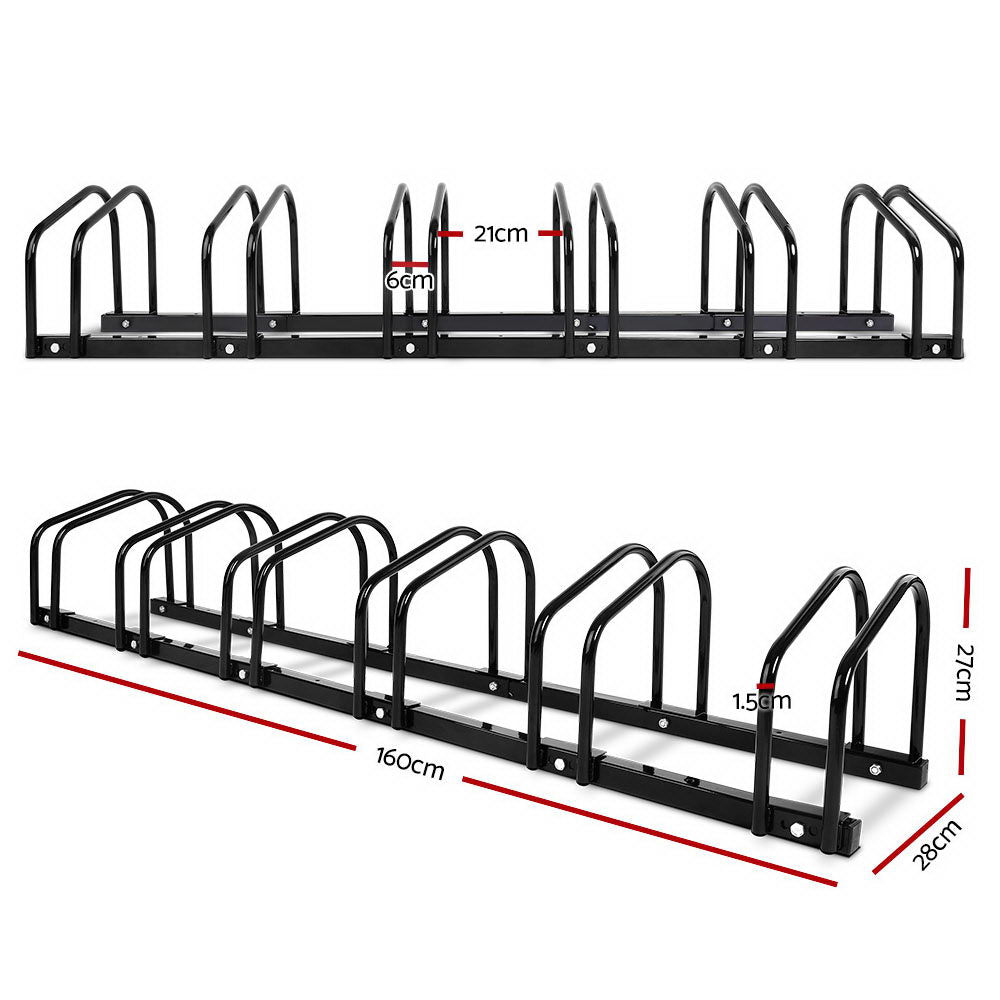 Weisshorn 6 Bike Stand Rack Bicycle Storage Floor Parking Holder Cycling Black