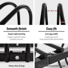 Weisshorn 6 Bike Stand Rack Bicycle Storage Floor Parking Holder Cycling Black