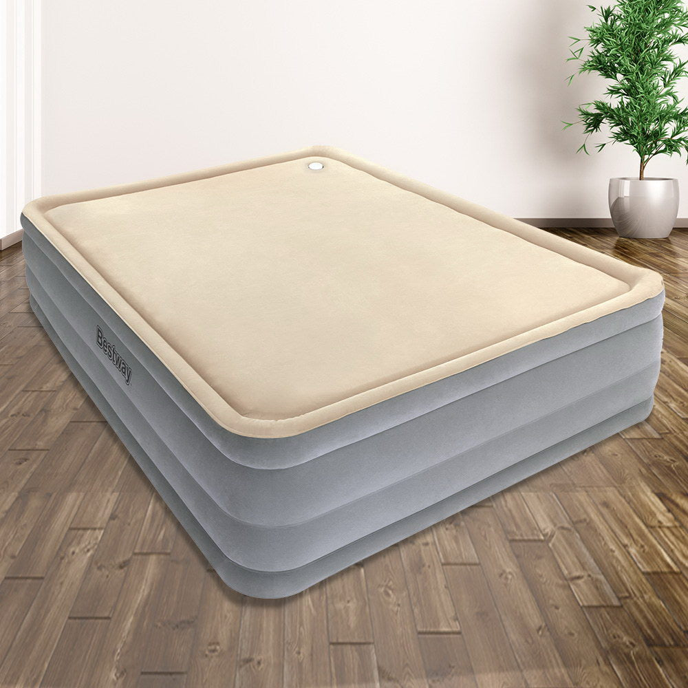 Bestway Air Mattress Queen Inflatable Bed 46cm Airbed Decorated Surface Grey