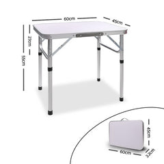 Weisshorn Folding Camping Table 60CM Adjustable Portable Outdoor Picnic Desk