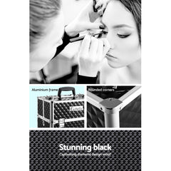 Embellir Portable Cosmetic Beauty Makeup Case - Diamond Black