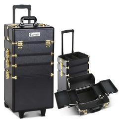 Embellir Makeup Case Beauty Trolley Cosmetic Organiser Box Travel Wheels Gold