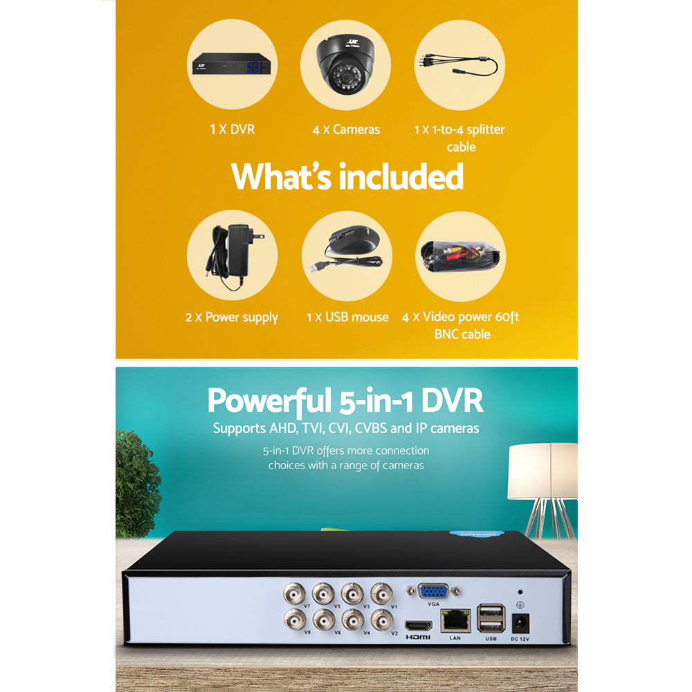UL-tech CCTV Security System 8CH DVR 4 Cameras 1080p