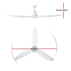 Devanti 64'' Ceiling Fan DC Motor w/Light w/Remote - White