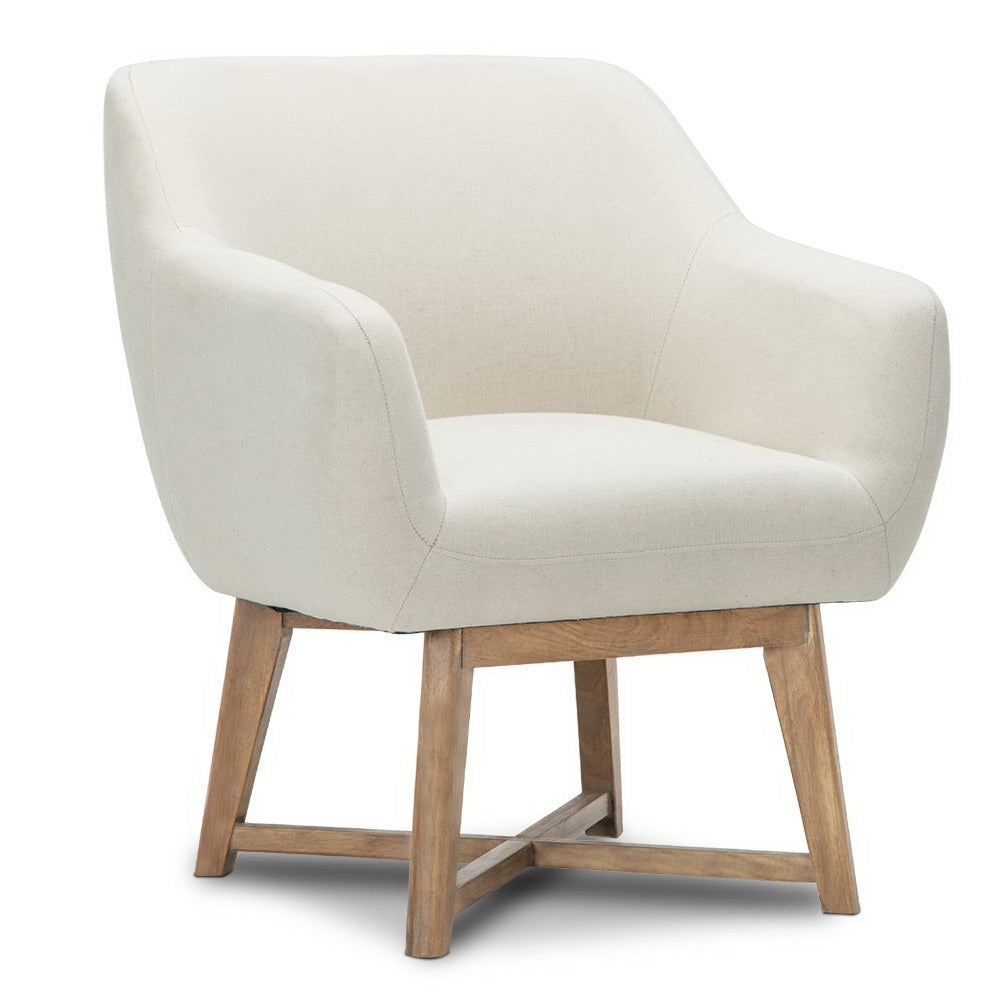 Artiss Fabric Tub Lounge Armchair - Beige