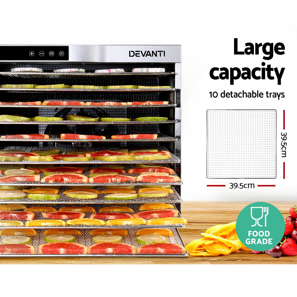 Devanti 10 Trays Food Dehydrator Stainless Steel Tray