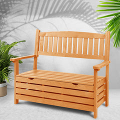 Gardeon Outdoor Storage Bench Box Wooden Garden Chair 2 Seat Timber Furniture