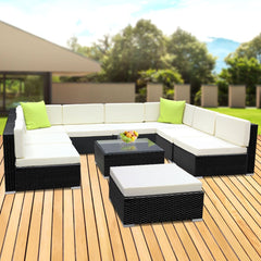 Gardeon 10-Piece Outdoor Sofa Set Wicker Couch Lounge Setting Cover