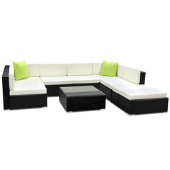 Gardeon 8-Piece Outdoor Sofa Set Wicker Couch Lounge Setting 7 Seater