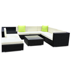 Gardeon 9-Piece Outdoor Sofa Set Wicker Couch Lounge Setting Cover