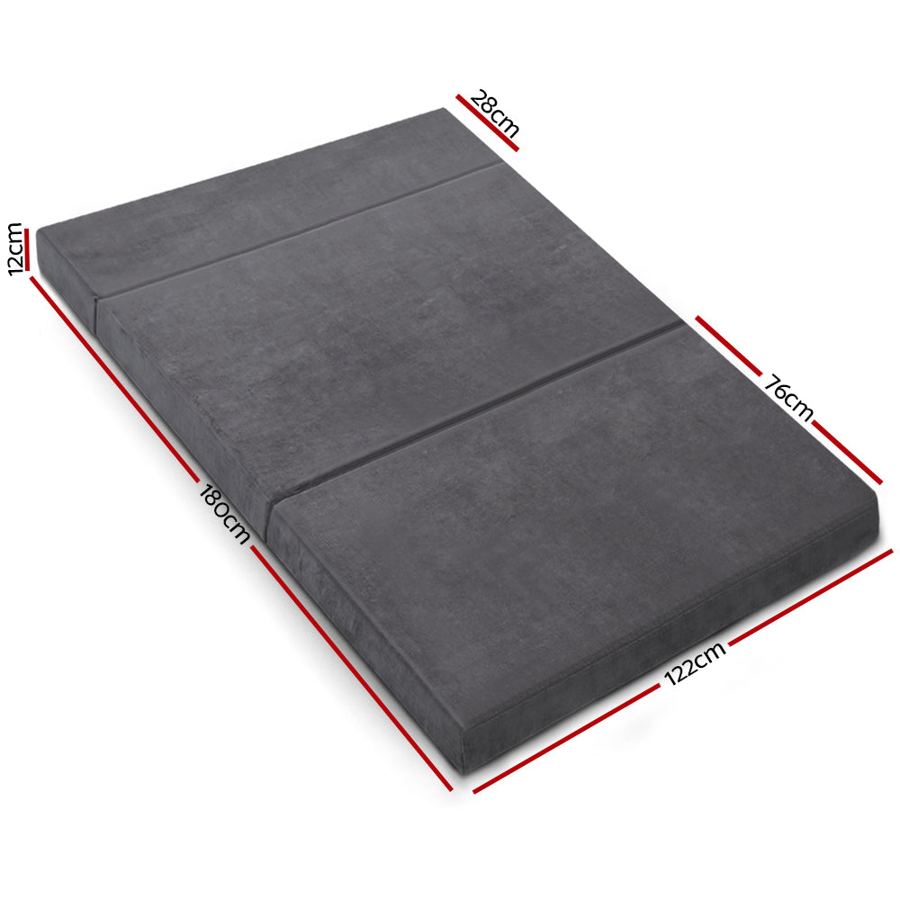 Giselle Bedding Foldable Mattress Folding Foam Bed Mat Double Grey