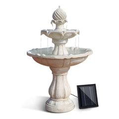 Gardeon Solar Water Feature 3-Tier Fountain with Pump Kit Bird Bath 93CM Ivory