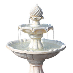 Gardeon Solar Water Feature 3-Tier Fountain with Pump Kit Bird Bath 93CM Ivory