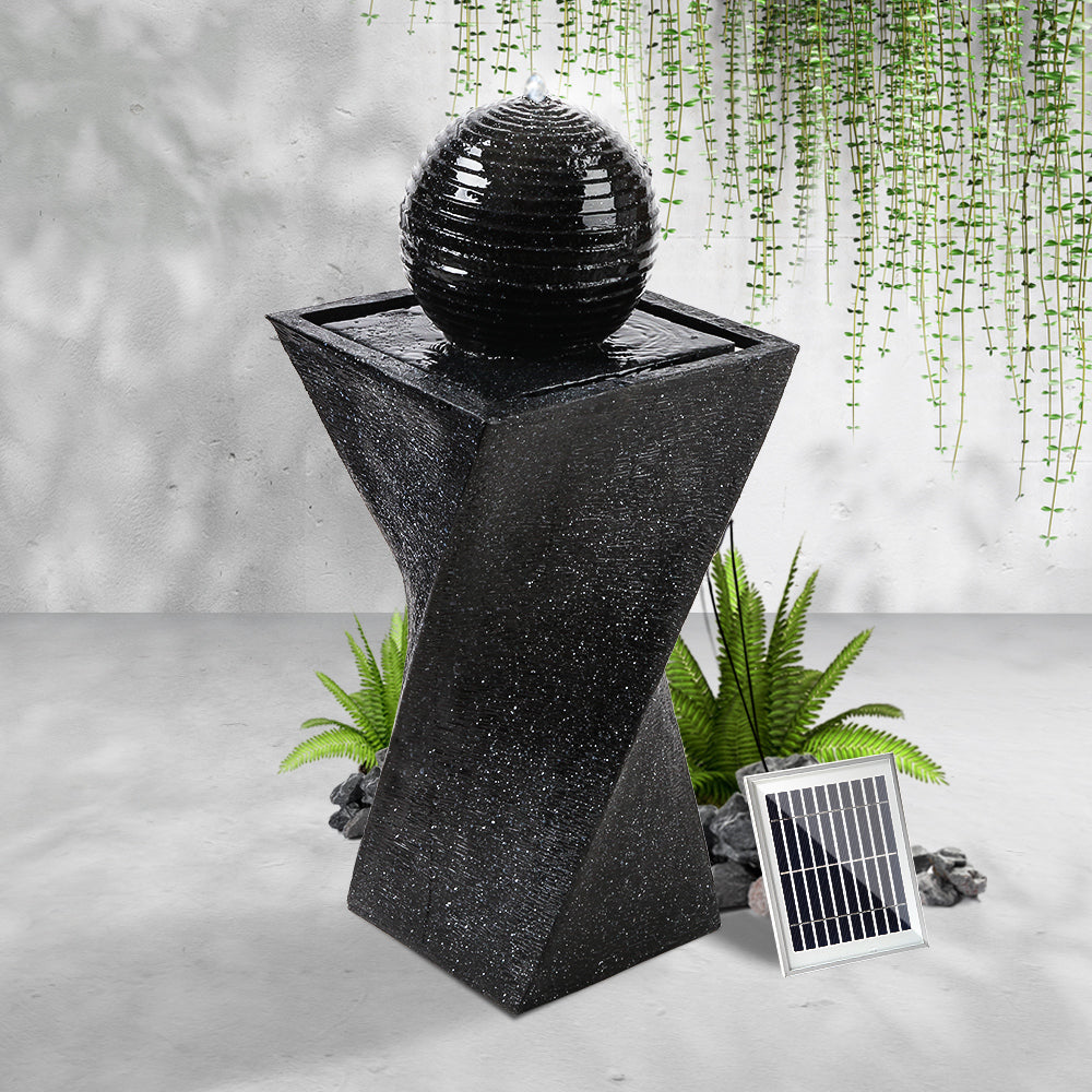 Gardeon Solar Water Feature with LED Lights Black 85cm
