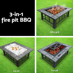 Grillz Fire Pit BBQ Grill Ice Bucket 3-In-1 Table