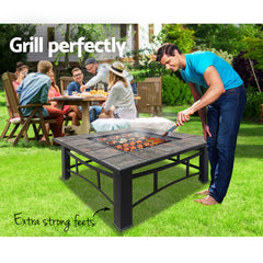 Grillz Fire Pit BBQ Grill Ice Bucket 4-In-1 Table