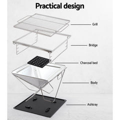 Grillz Fire Pit BBQ Grill with Carry Bag Camping