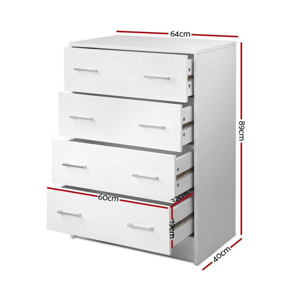 Artiss 4 Chest of Drawers - ANDES White