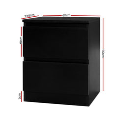 Artiss Bedside Table 2 Drawers - PEPE Black