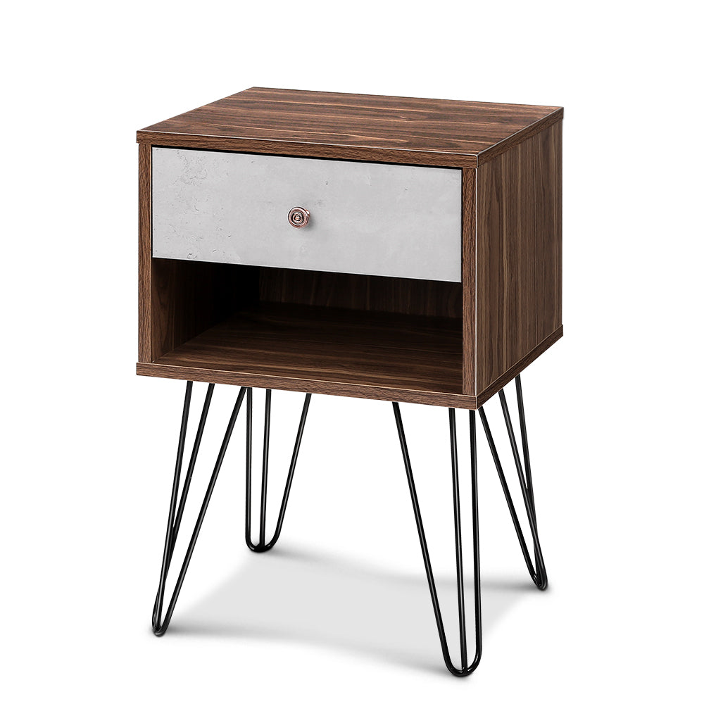 Artiss Bedside Table 1 Drawers with Shelf - LARS