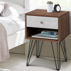 Artiss Bedside Table 1 Drawers with Shelf - LARS