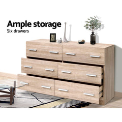 Artiss 6 Chest of Drawers - VEDA Pine