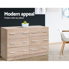 Artiss 6 Chest of Drawers - VEDA Pine