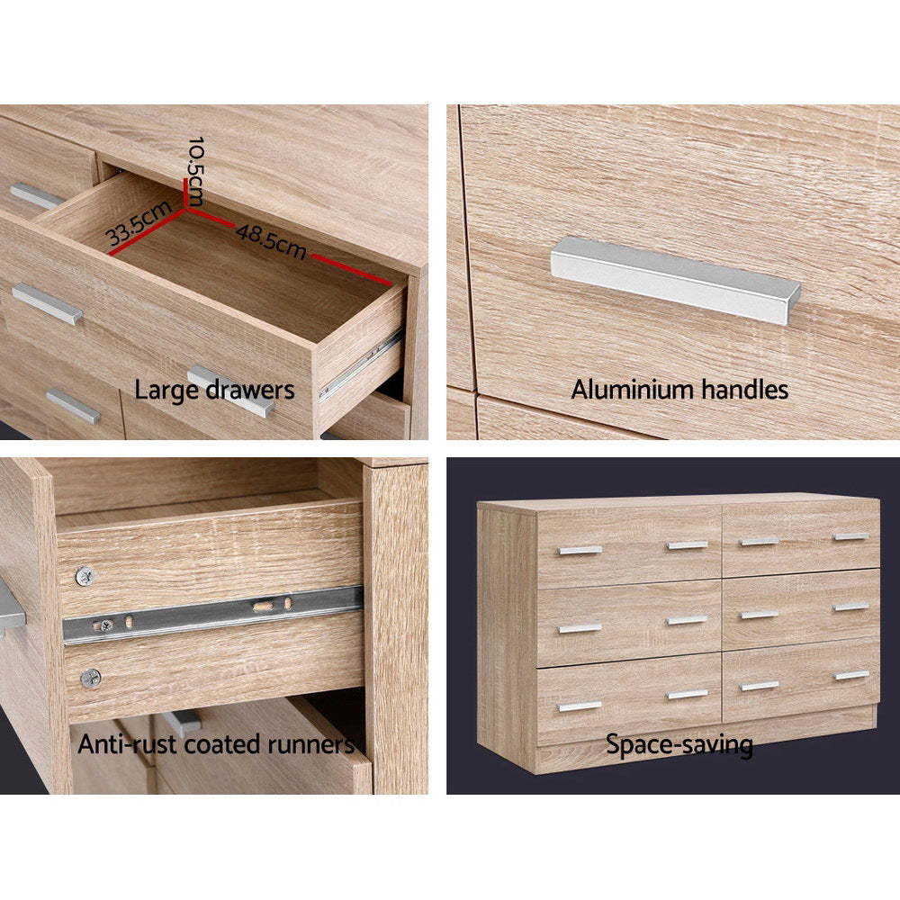 Artiss 6 Chest of Drawers - VEDA Pine