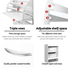 Artiss 2 Door Shoe Cabinet - White