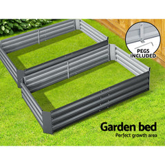 Greenfingers 2x Garden Bed 150x90cm Planter Box Raised Container Galvanised Herb