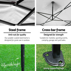 Instahut Gazebo Pop Up Marquee 3x3 Folding Tent Wedding Gazebos 500D White