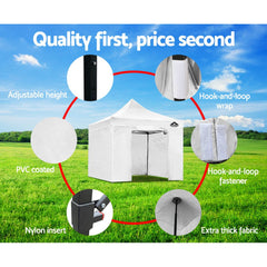 Instahut Gazebo Pop Up Marquee 3x3 Folding Tent Wedding Gazebos 500D White