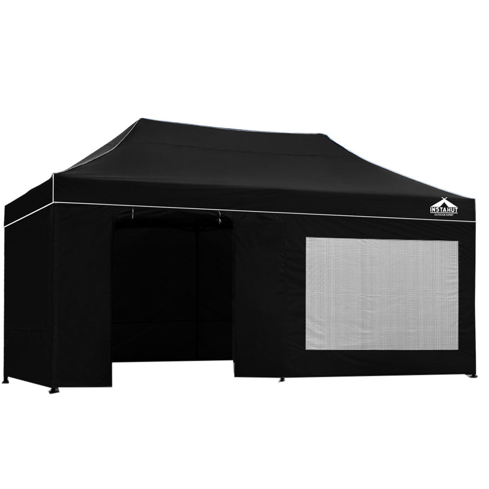Instahut Gazebo 3x6 Pop Up Marquee Folding Tent Wedding Gazebos Camping Outdoor Shade Canopy Black
