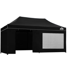 Instahut Gazebo 3x6 Pop Up Marquee Folding Tent Wedding Gazebos Camping Outdoor Shade Canopy Black