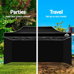 Instahut Gazebo 3x6 Pop Up Marquee Folding Tent Wedding Gazebos Camping Outdoor Shade Canopy Black