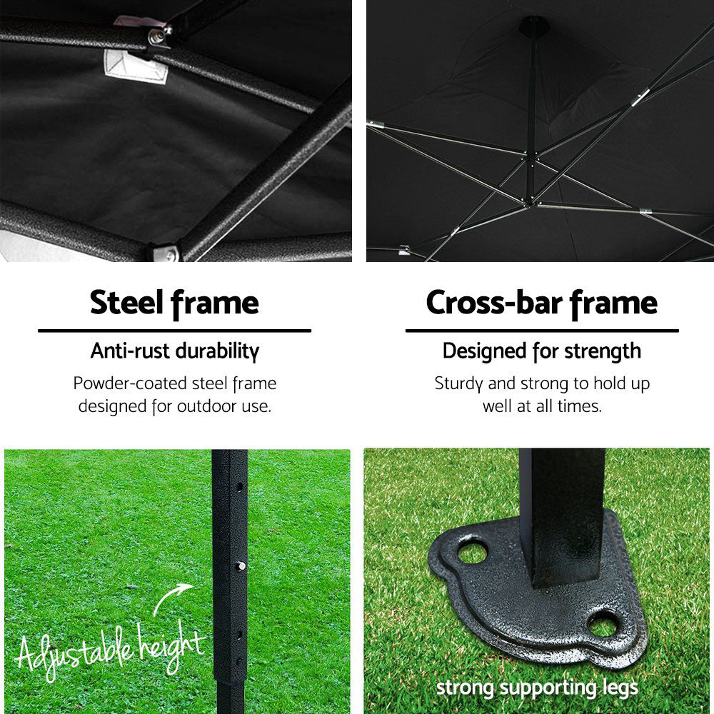 Instahut Gazebo 3x6 Pop Up Marquee Folding Tent Wedding Gazebos Camping Outdoor Shade Canopy Black