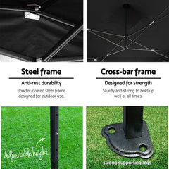 Instahut Gazebo 3x6 Pop Up Marquee Folding Tent Wedding Gazebos Camping Outdoor Shade Canopy Black