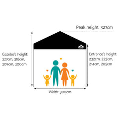 Instahut Gazebo Pop Up Marquee 3x3m Folding Tent Wedding Outdoor Camping Canopy Gazebos Shade Black