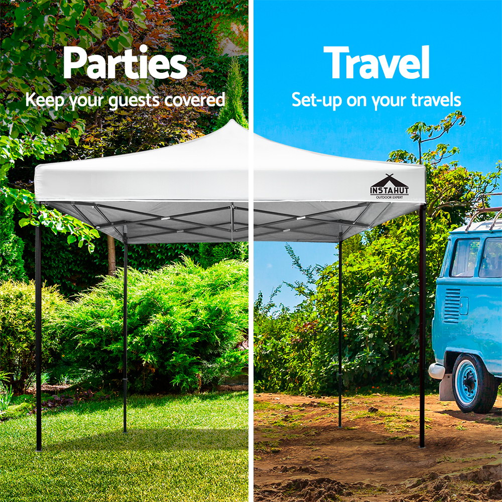 Instahut Gazebo Pop Up Marquee 3x3m Folding Tent Wedding Outdoor Camping Canopy Gazebos Shade White