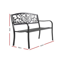 Gardeon Outdoor Garden Bench Seat Steel Outdoor Furniture 3 Seater Park Black
