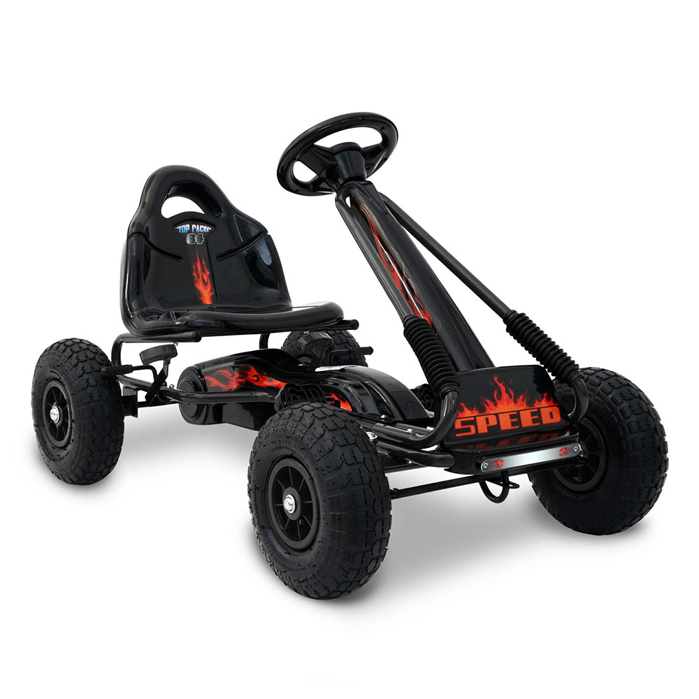 Rigo Kids Pedal Go Kart Ride On Toys Racing Car Rubber Tyre Black