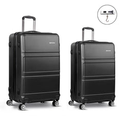 Wanderlite 2Set 20-28 Inch Luggage with TSA Lock Spinner Travel Suitcase Carry On Hard Shell Luggage Case Black