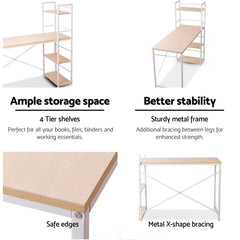 Artiss Computer Desk Shelf Oak 120CM