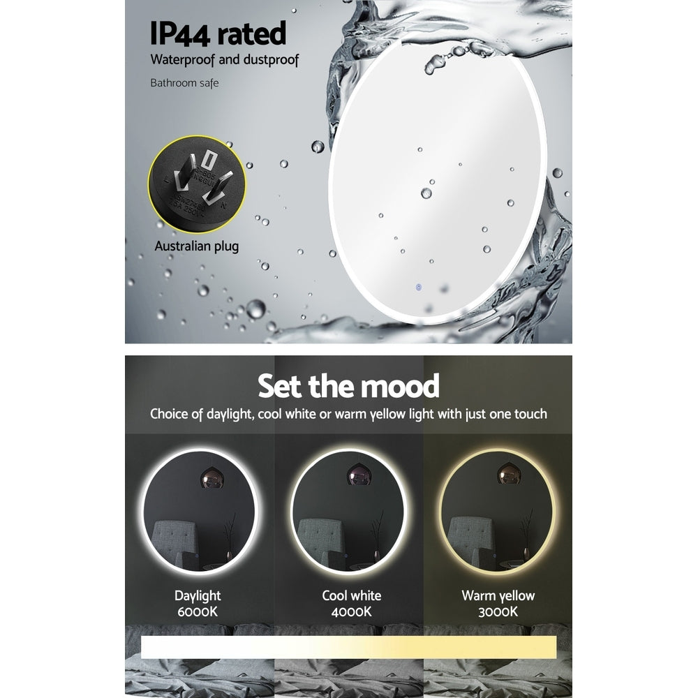 Embellir Wall Mirror 80cm with Led light Makeup Home Decor Bathroom Round Vanity