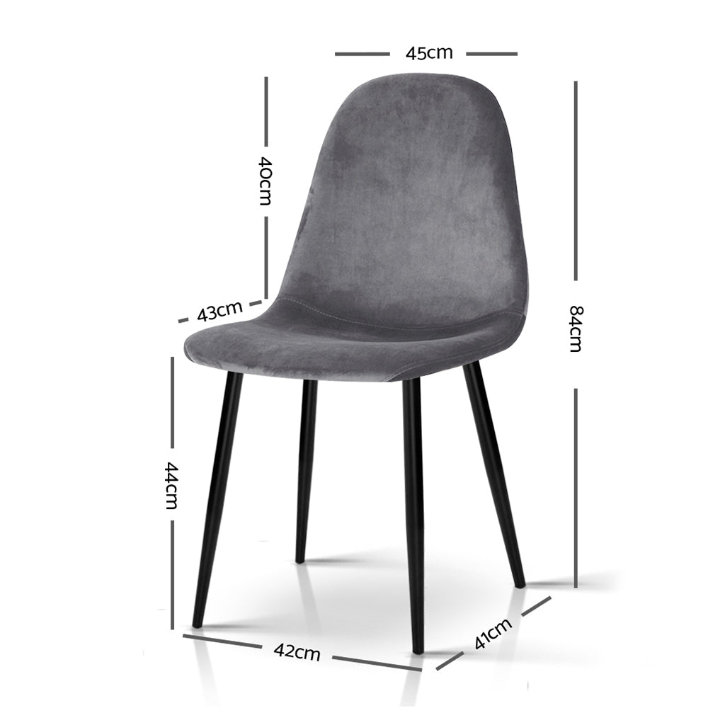 Artiss Dining Chairs Grey Velvet Set of 4 Nova