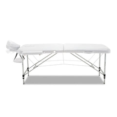 Zenses Massage Table 75cm Portable 2 Fold Aluminium Beauty Bed White